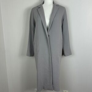 Oak + Fort Grey Trench Coat Womens Size XS Minimalist‎ Jacket Pockets Collared